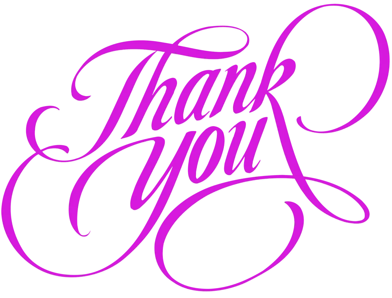 Thank You Text in Purple Cursive Font