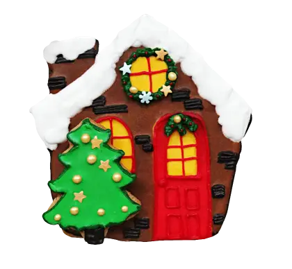 Decorated Gingerbread House with Festive Elements