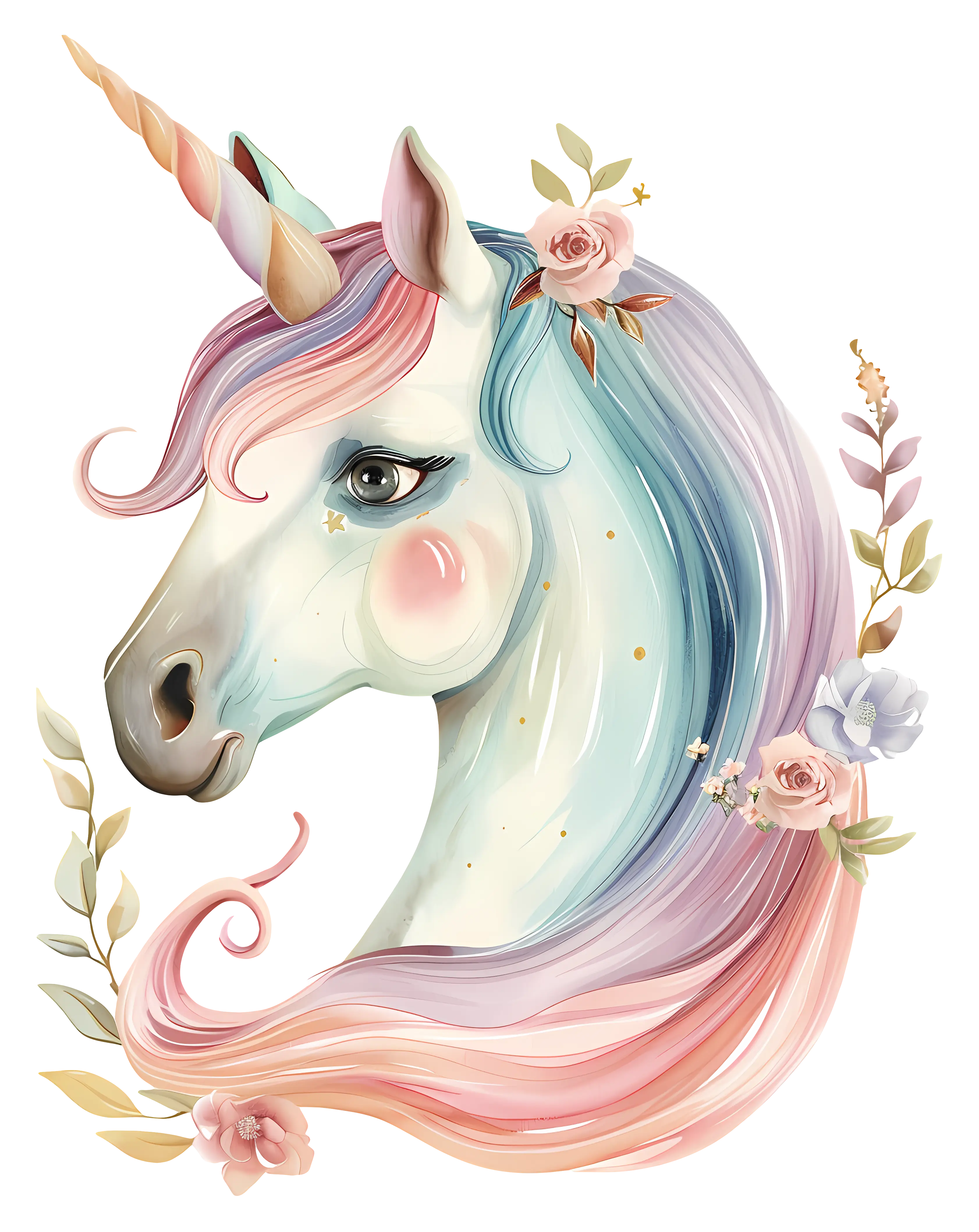 Colorful Unicorn with Pastel Rainbow Mane