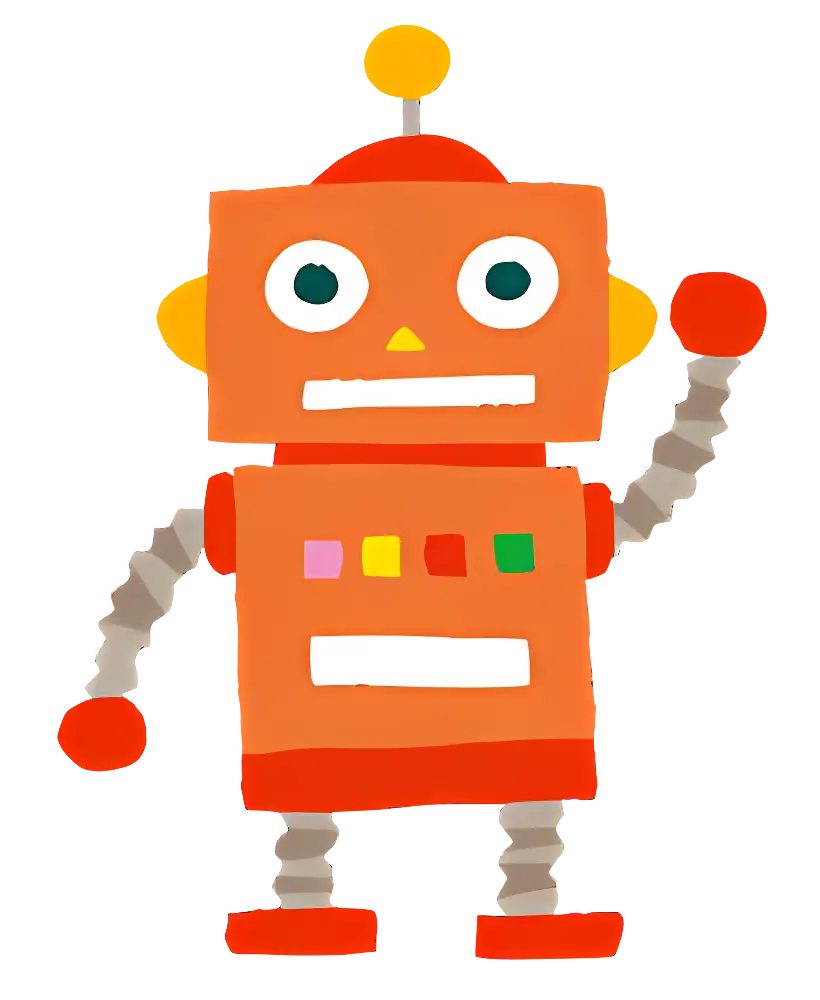 Playful Red Cartoon Robot Illustration