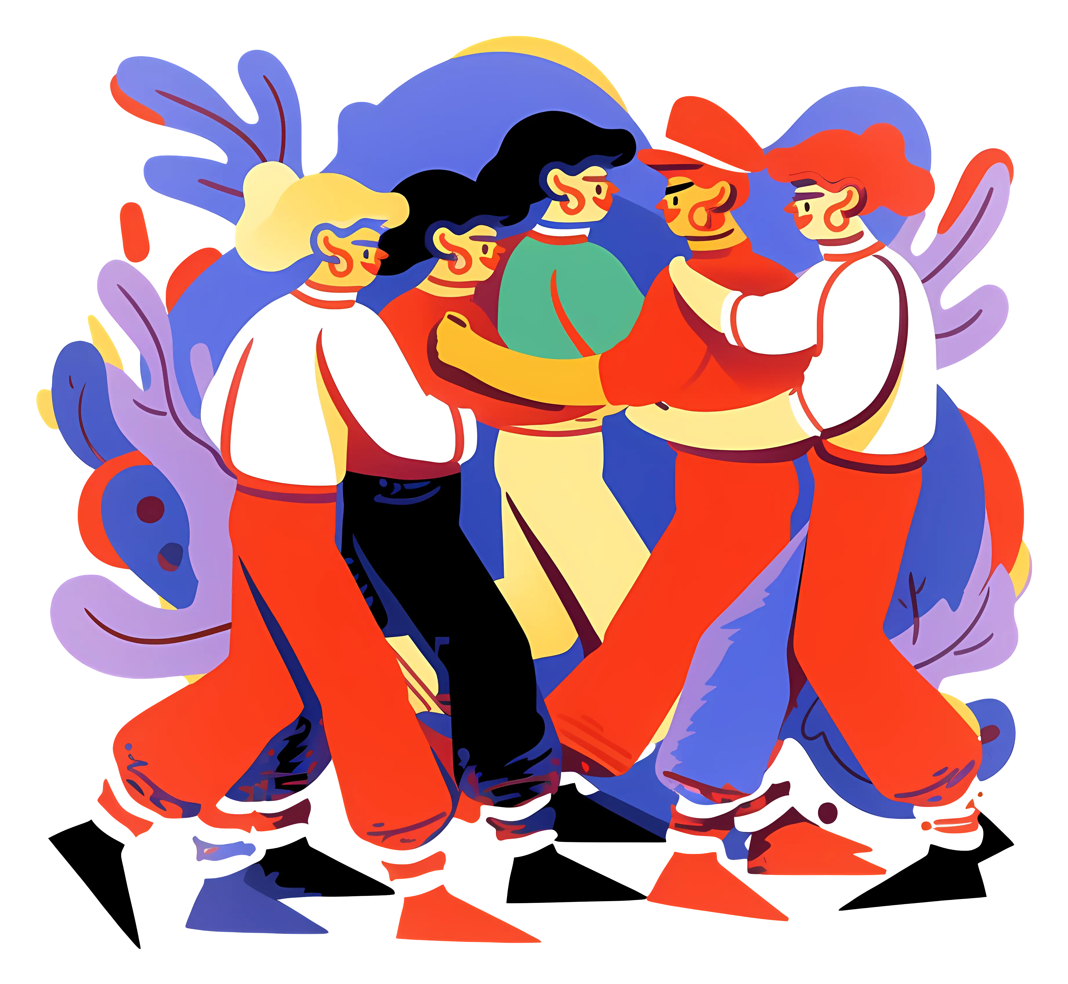 Colorful Dancing Group Illustration