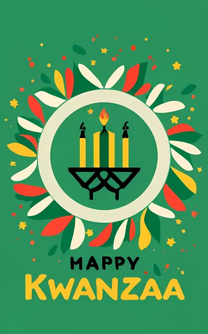 Kwanzaa Candles with Happy Kwanzaa Message