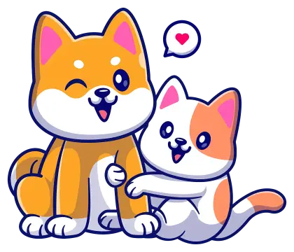 Cute Dog and Cat Friendship Illustration