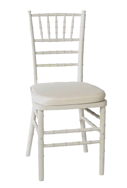 White Chair with Classic Design and Cushioned Seat