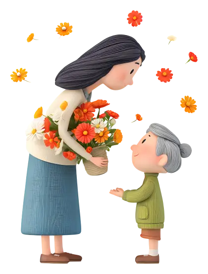 Mother and Child with Flowers