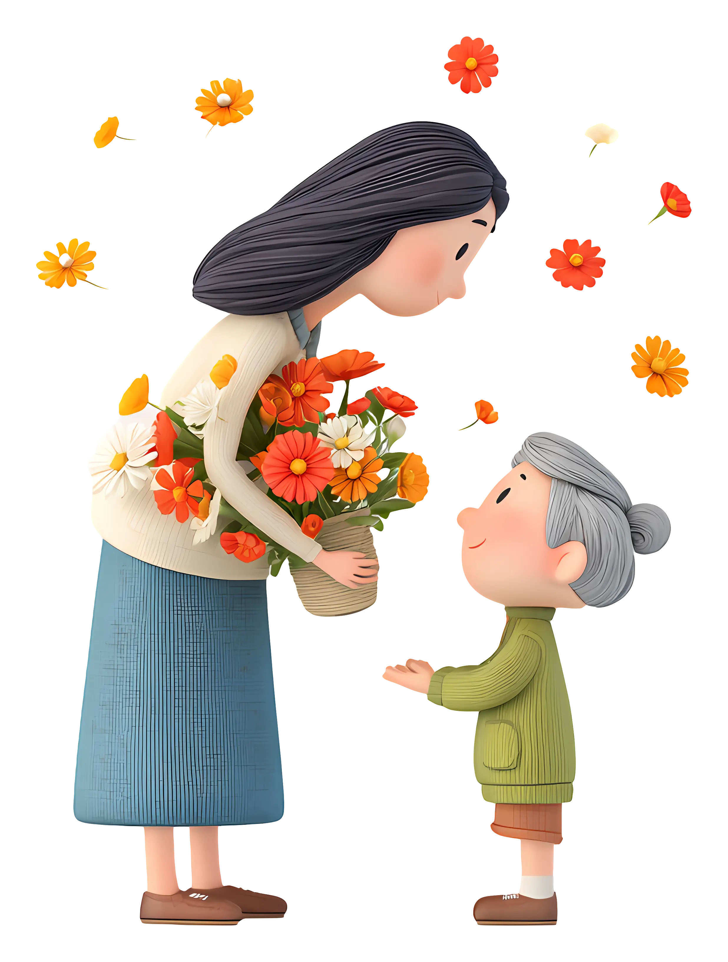 Mother and Child with Flowers