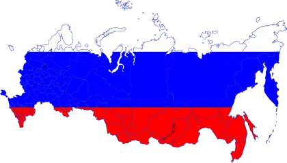 Map of Russia with Red, White, and Blue Flag Colors