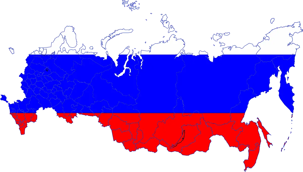 Map of Russia with Red, White, and Blue Flag Colors