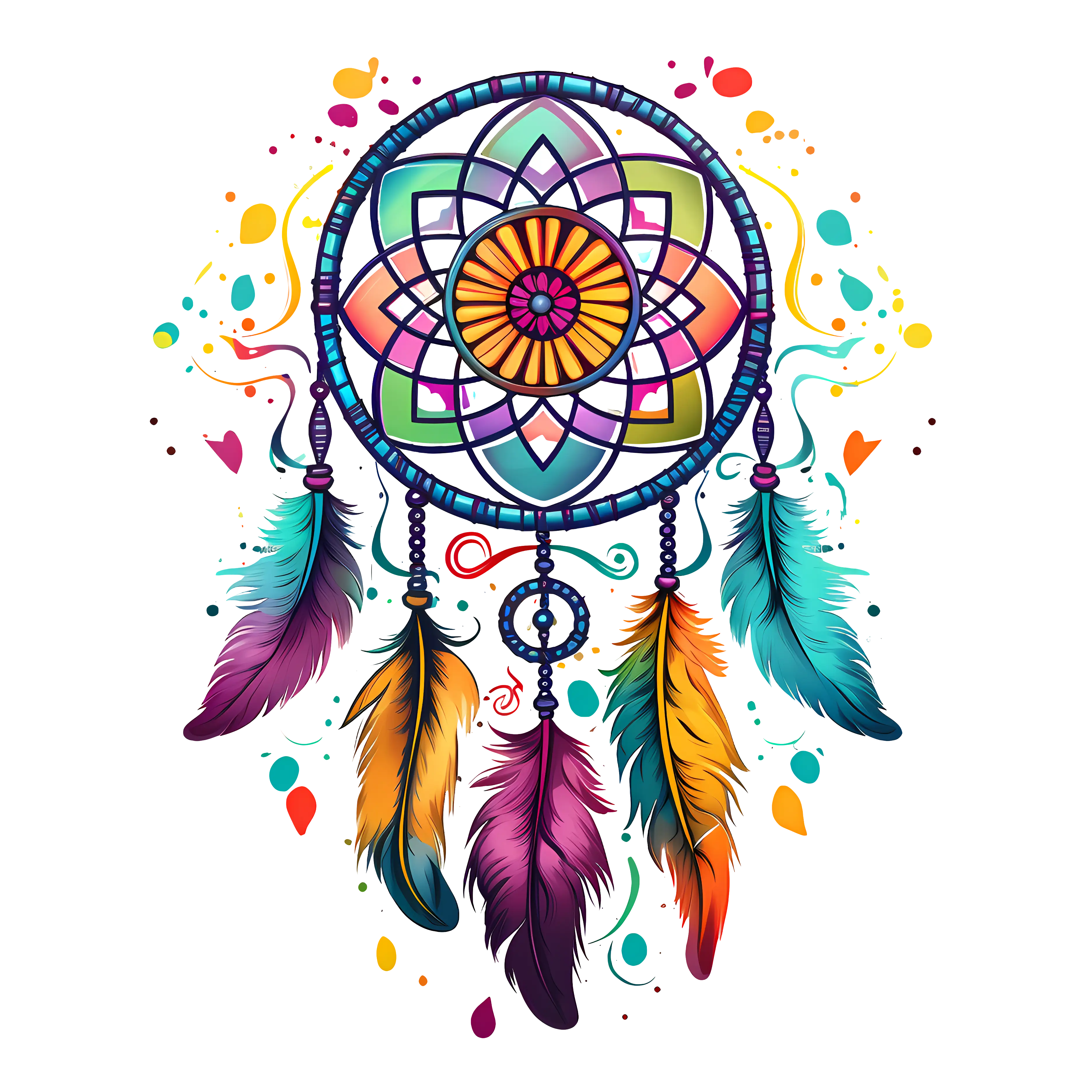 Colorful Dreamcatcher with Feathers