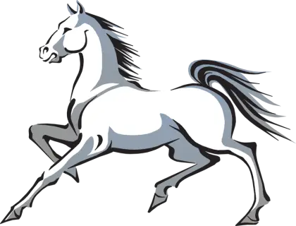 Galloping White Horse Illustration