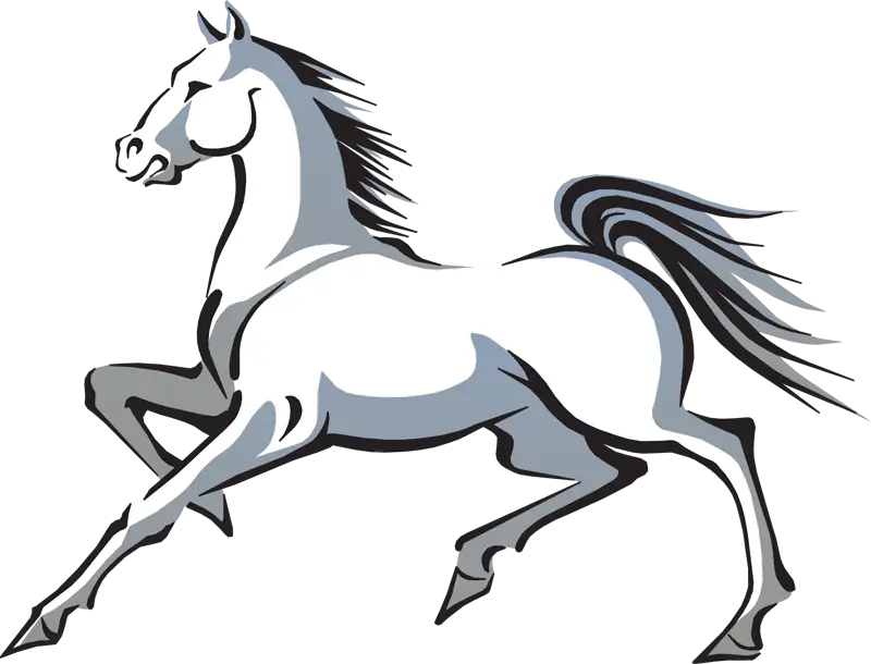 Galloping White Horse Illustration