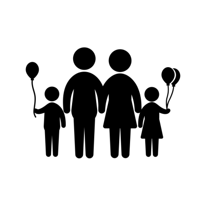 Family Silhouette with Balloons