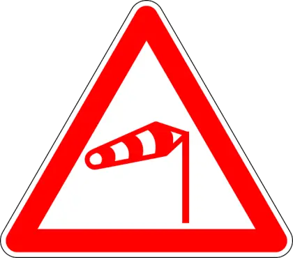 Red Triangle Wind Warning Road Sign