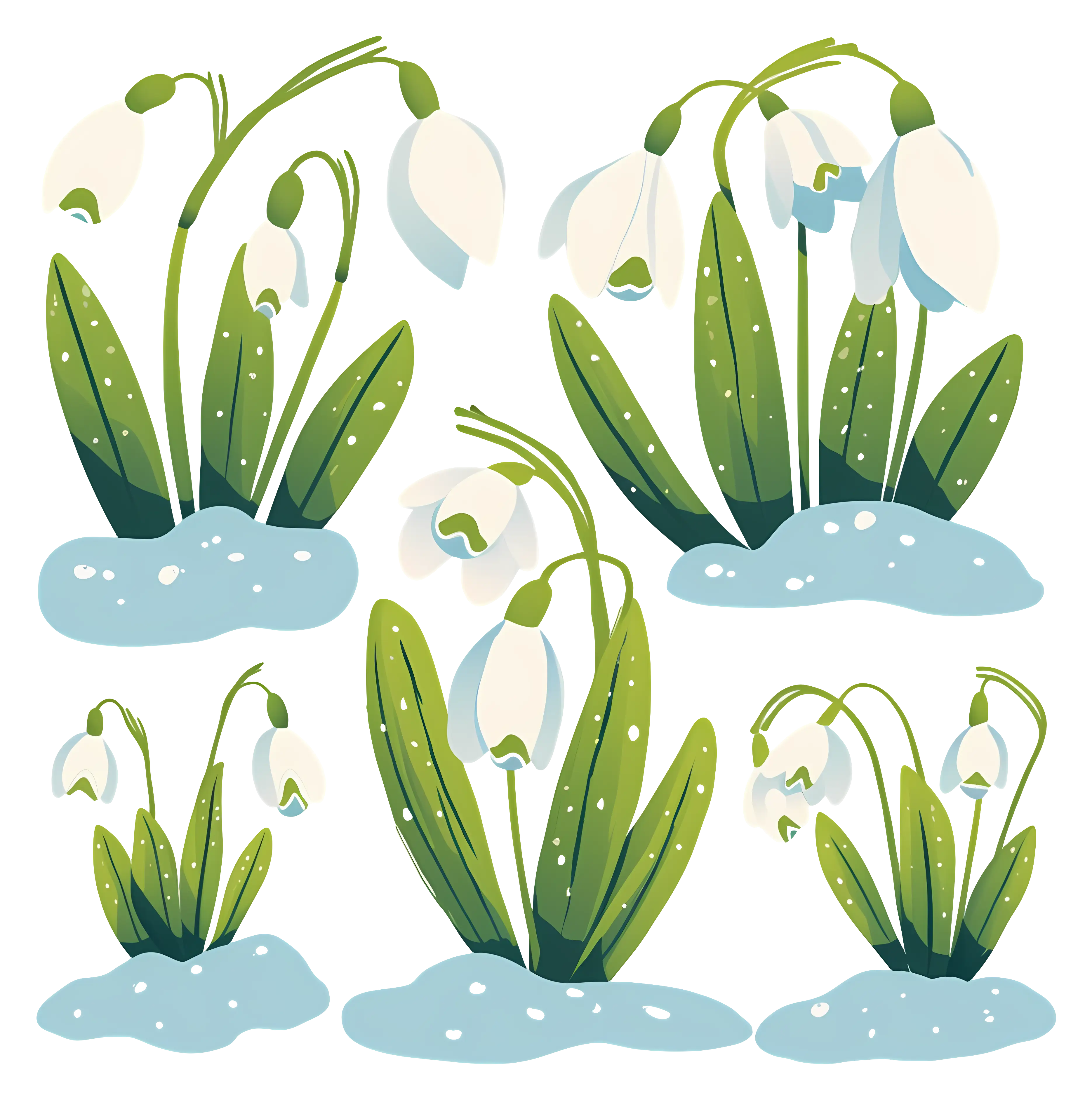 Snowdrop Flowers in Snow