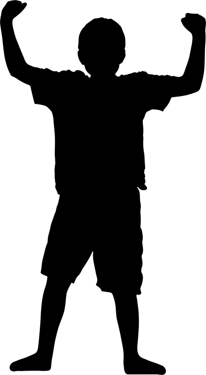Silhouette of Boy with Arms Raised