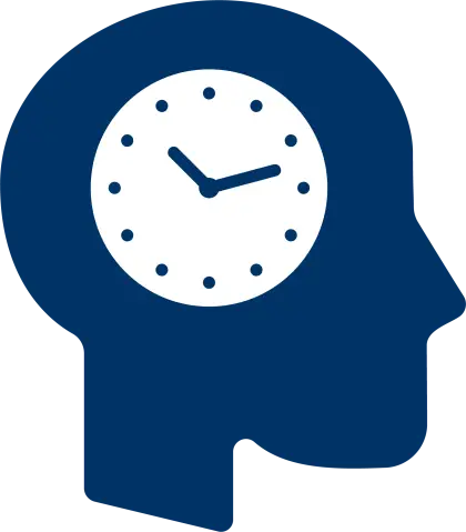 Head Icon with Clock Inside for Time Management Concept
