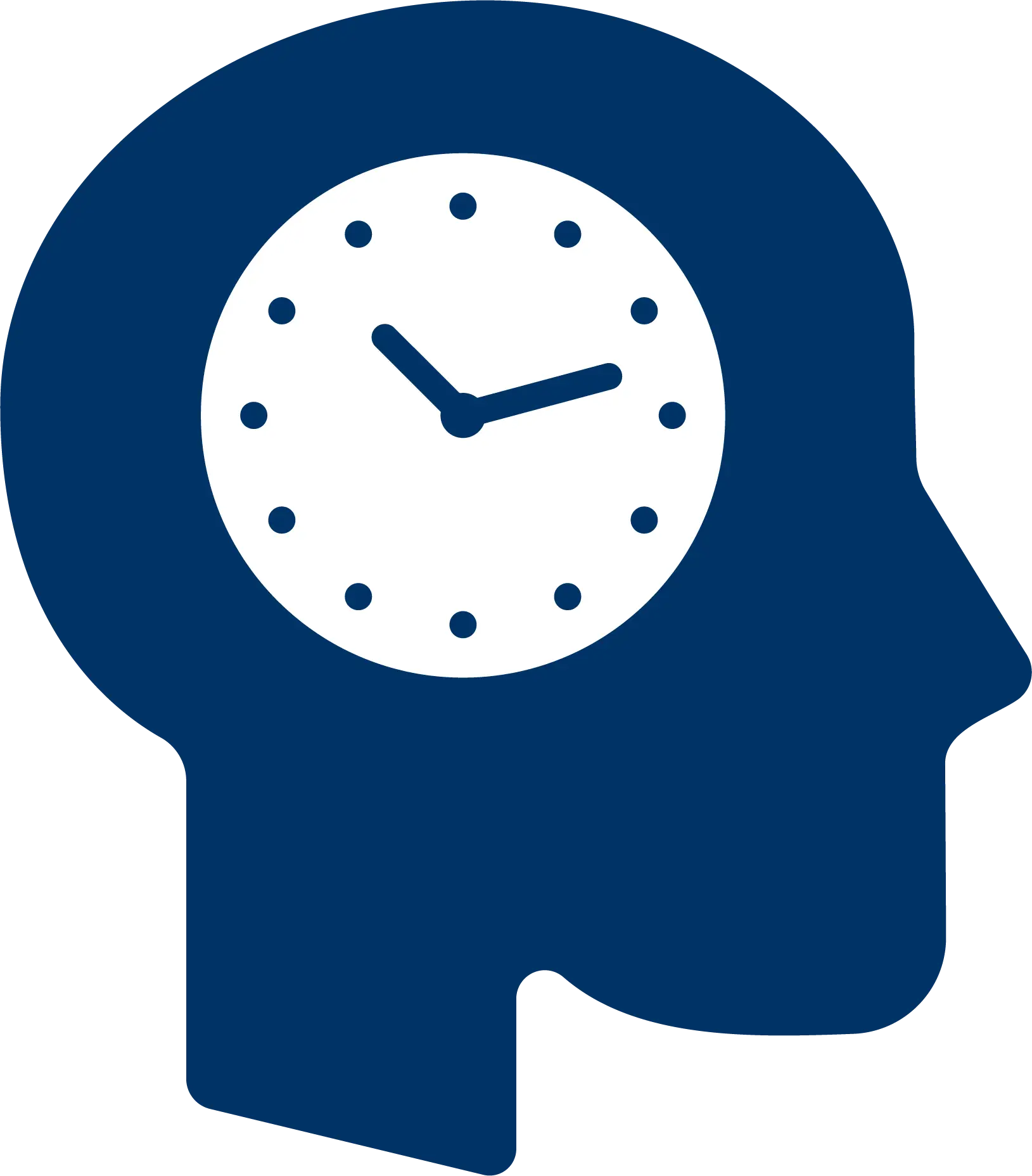 Head Icon with Clock Inside for Time Management Concept