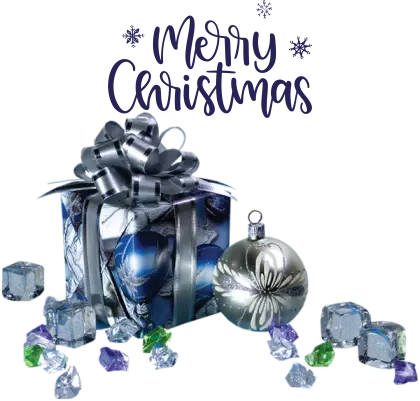 Merry Christmas Gift Box in Blue Wrapping