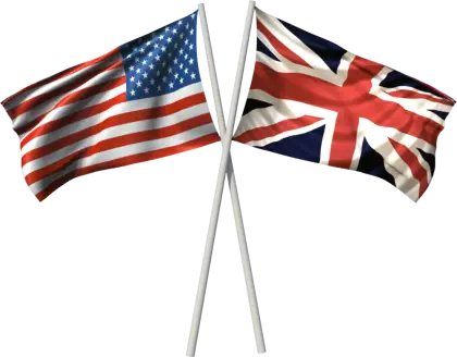 Crossed USA and UK Flags for National Symbols