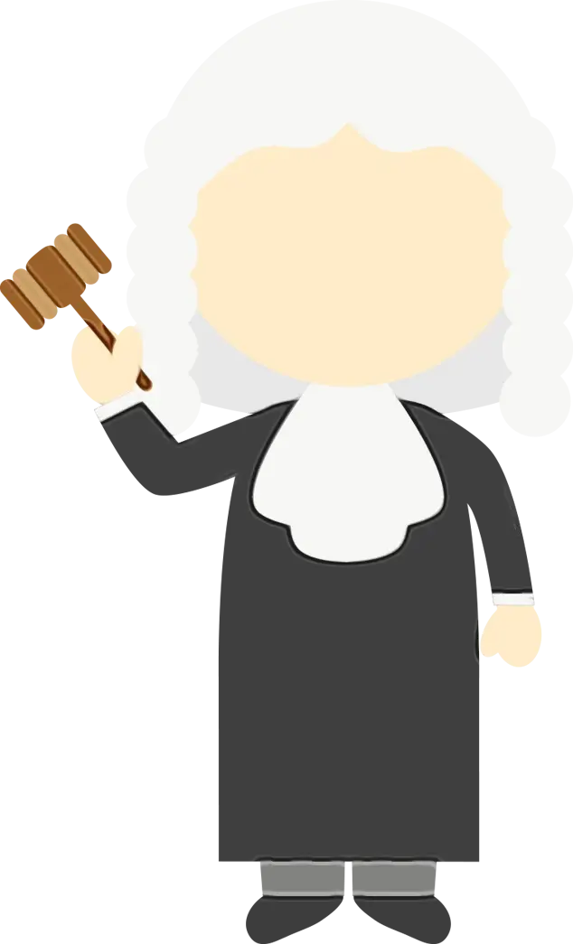 Cartoon Judge Holding Gavel Illustration