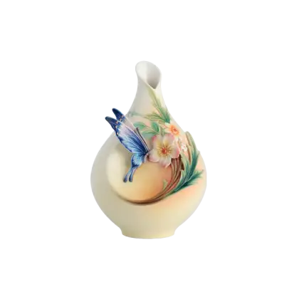 Decorative Vase with Butterfly and Flowers
