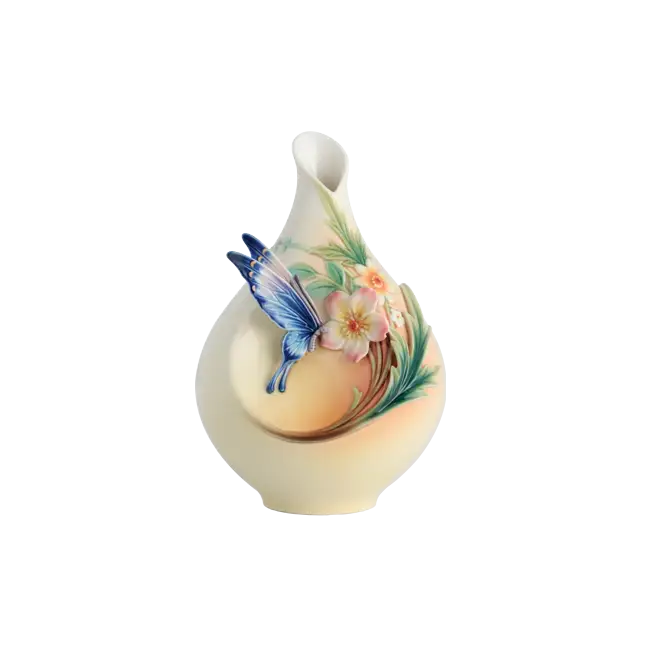 Decorative Vase with Butterfly and Flowers