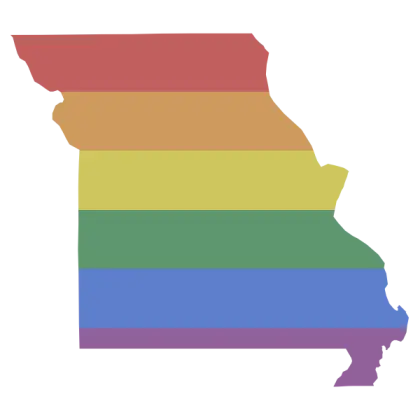 Missouri State Map with Rainbow Pride Overlay