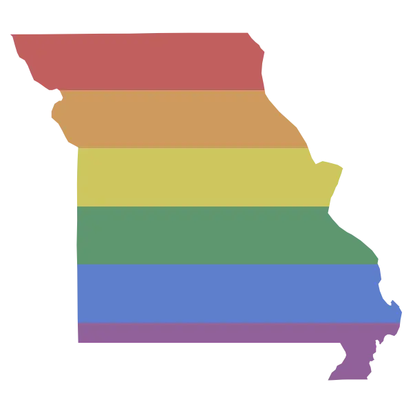 Missouri State Map with Rainbow Pride Overlay