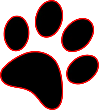 Black Paw Print with Red Outline