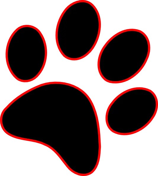 Black Paw Print with Red Outline