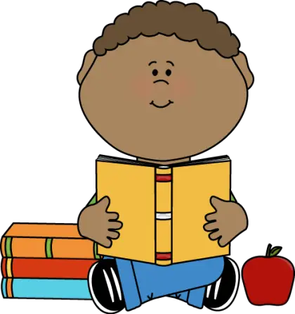 Cute Cartoon Boy Reading a Book