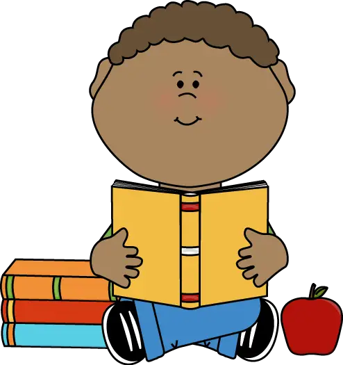 Cute Cartoon Boy Reading a Book