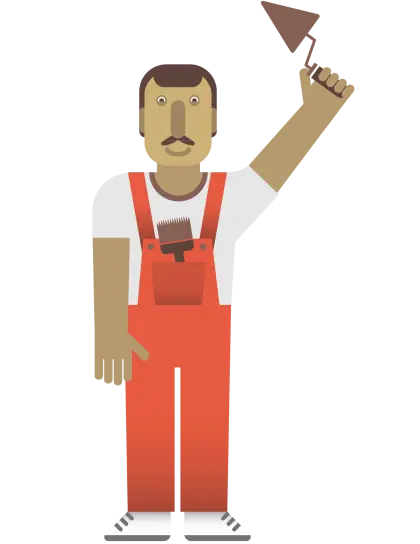 Construction Worker with Trowel in Hand