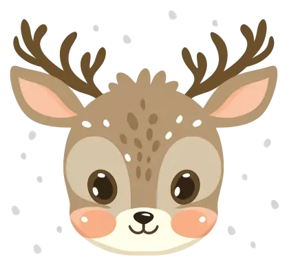 Cute Deer with Antlers Cartoon