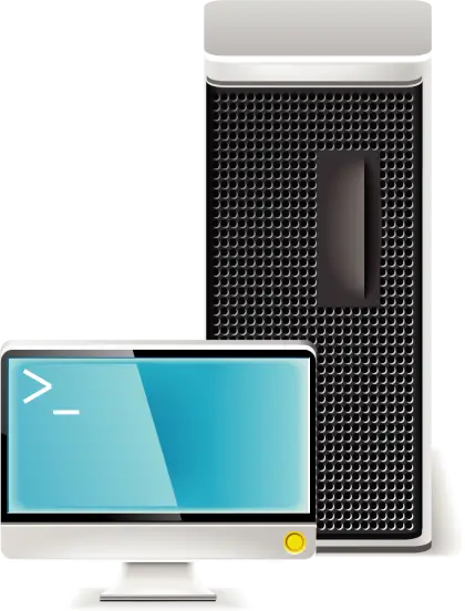 Desktop Computer with Tower Illustration