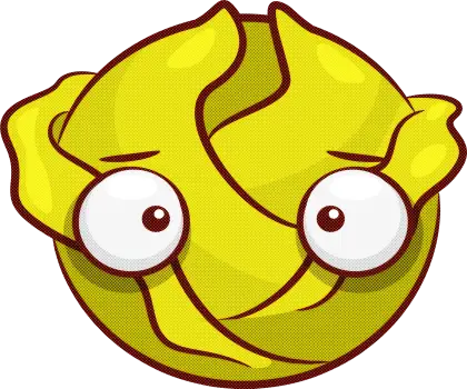 Cartoon Cabbage Illustration with Big Eyes