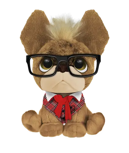 Plush Dog Toy Wearing Glasses