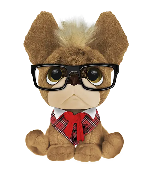 Plush Dog Toy Wearing Glasses