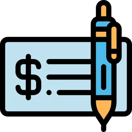 Check and Pen Icon for Financial Transactions