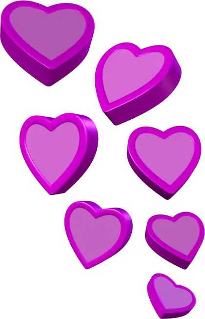Floating Purple 3D Hearts for Valentine&#039;s Concept