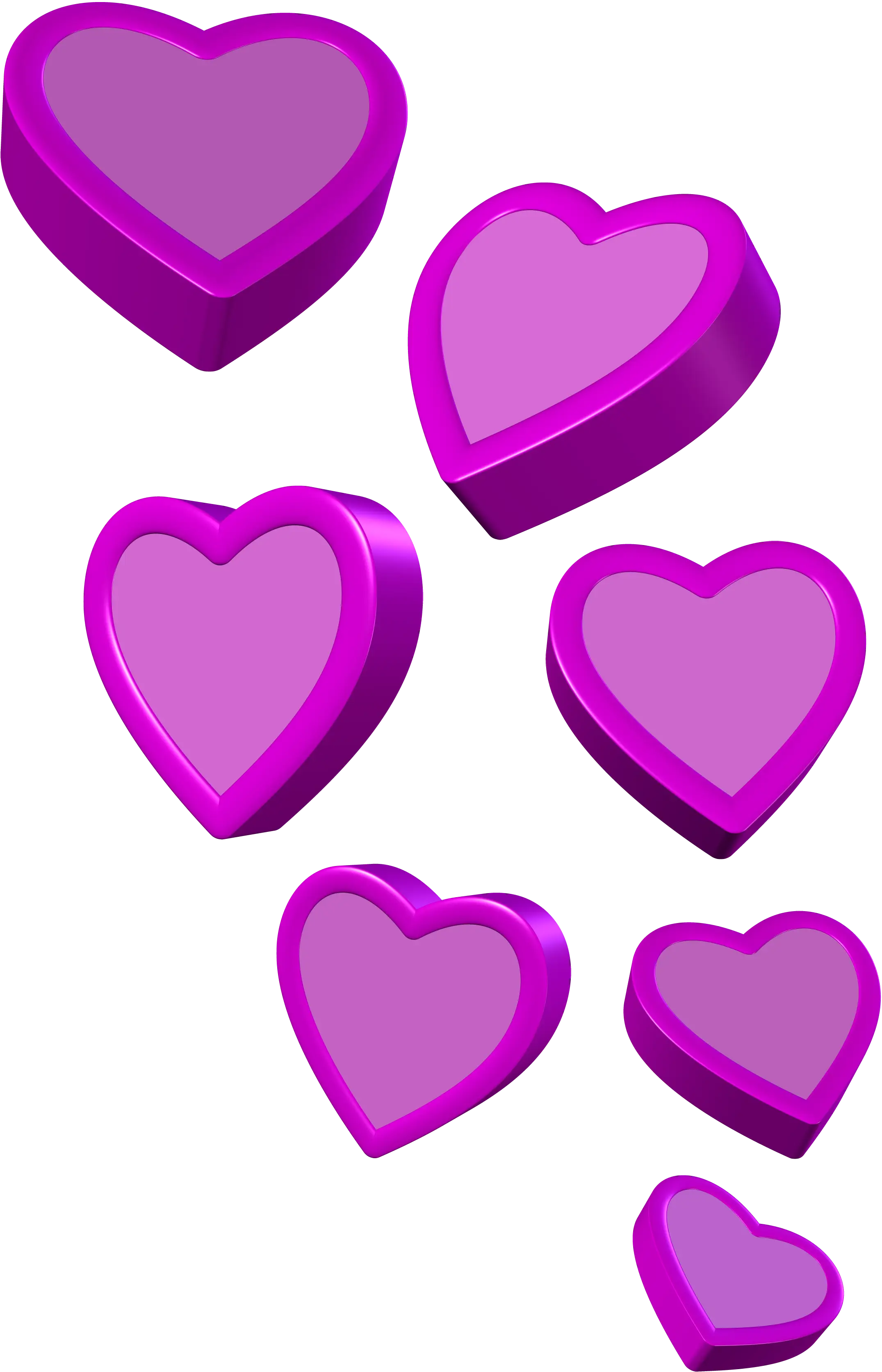 Floating Purple 3D Hearts for Valentine's Concept