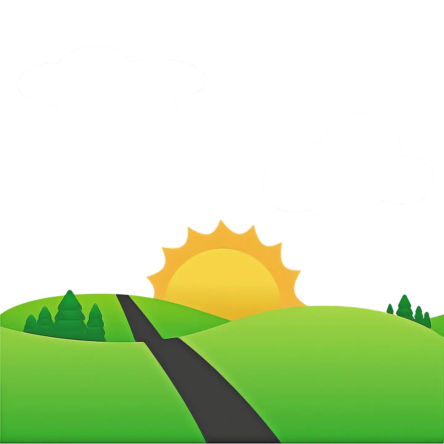 Sunrise Over Green Hills Landscape