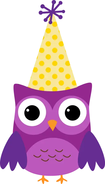 Purple Owl with Yellow Party Hat