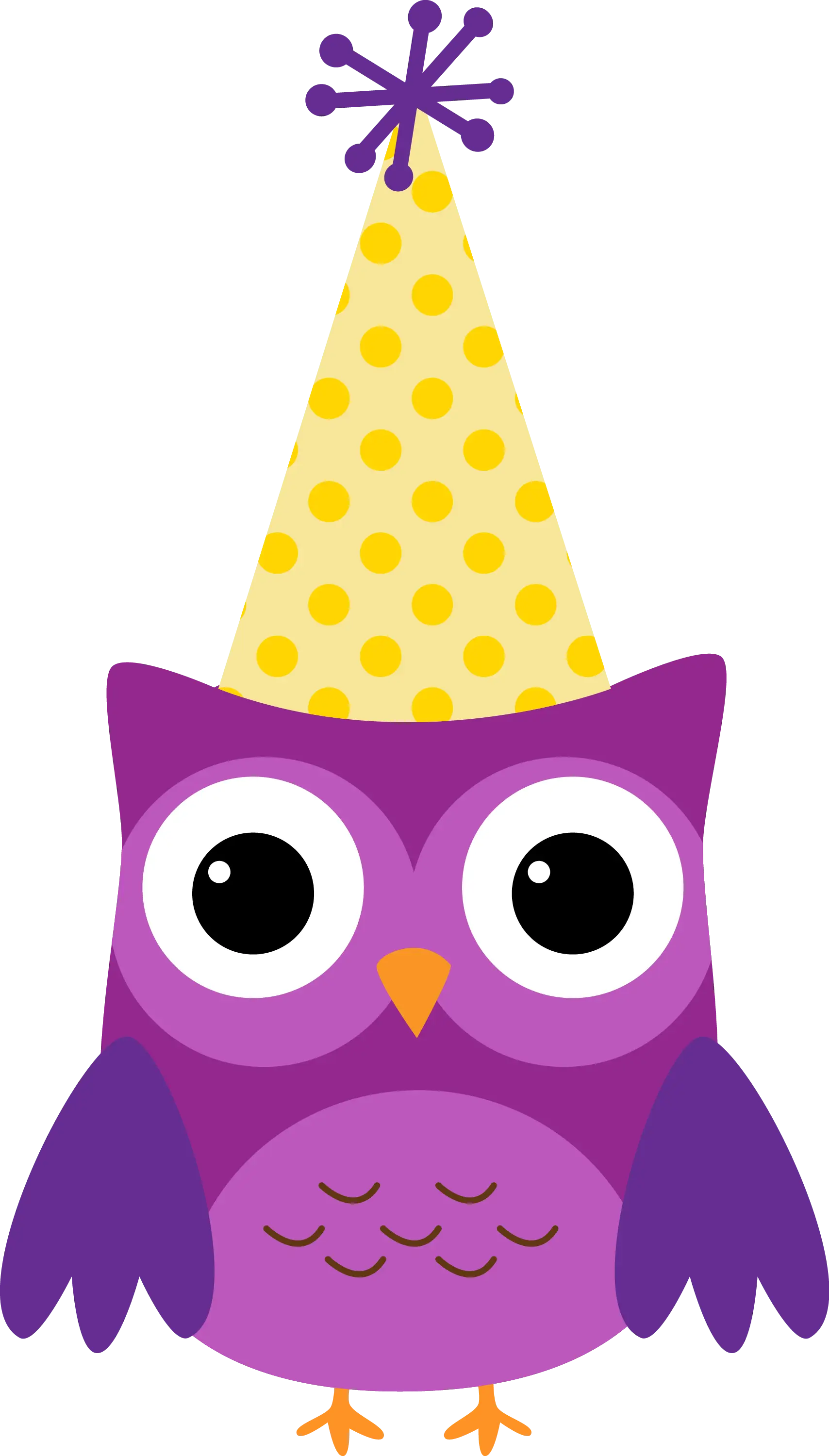 Purple Owl with Yellow Party Hat