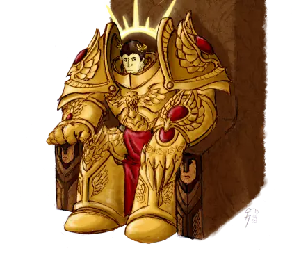 Warrior in Golden Armor on Throne