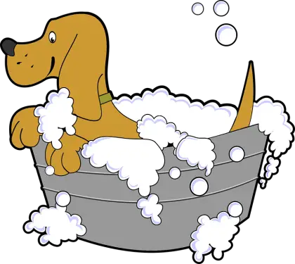 Cartoon Dog Taking a Bath