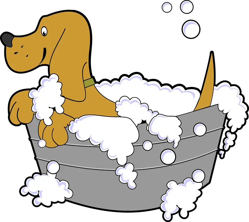 Cartoon Dog Taking a Bath