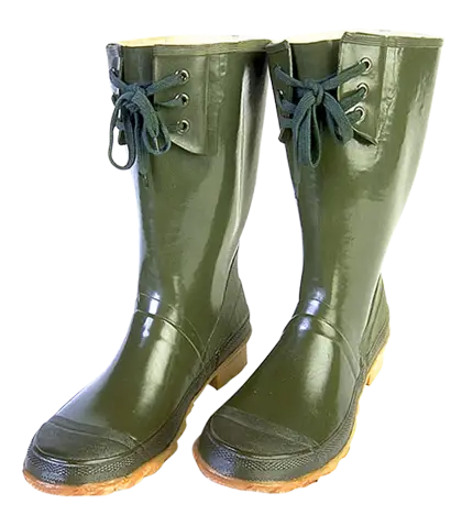 Pair of Green Waterproof Rain Boots