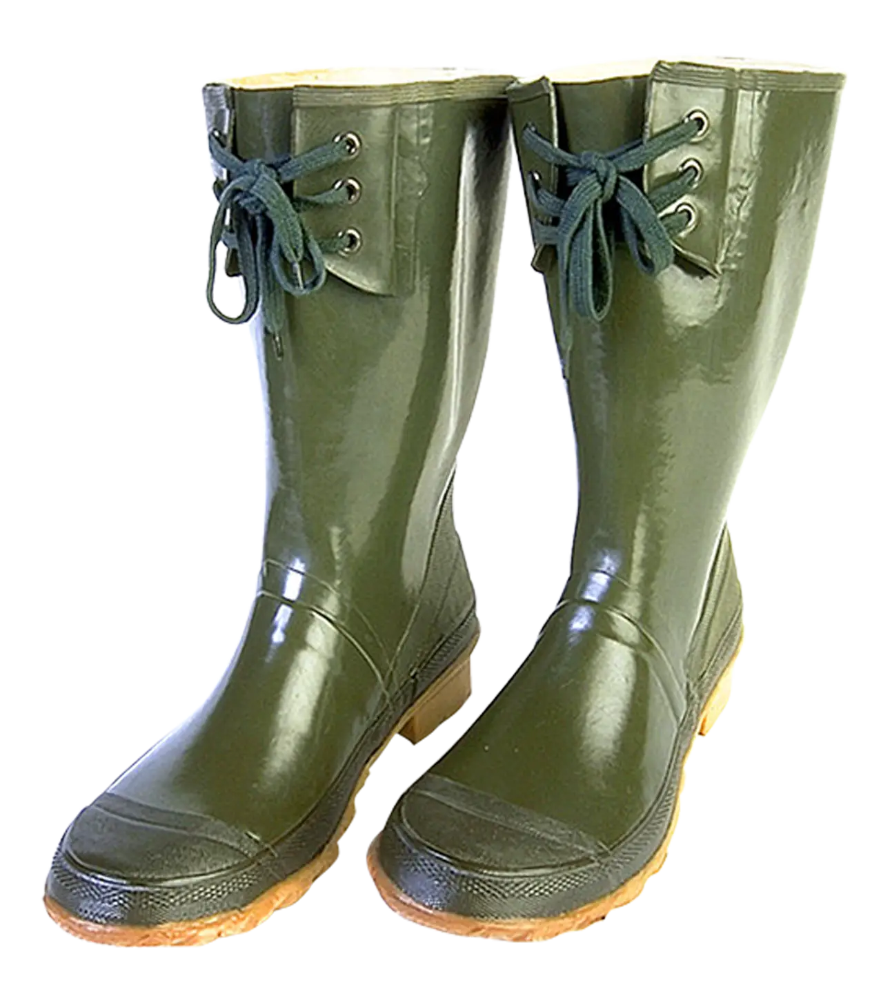 Pair of Green Waterproof Rain Boots