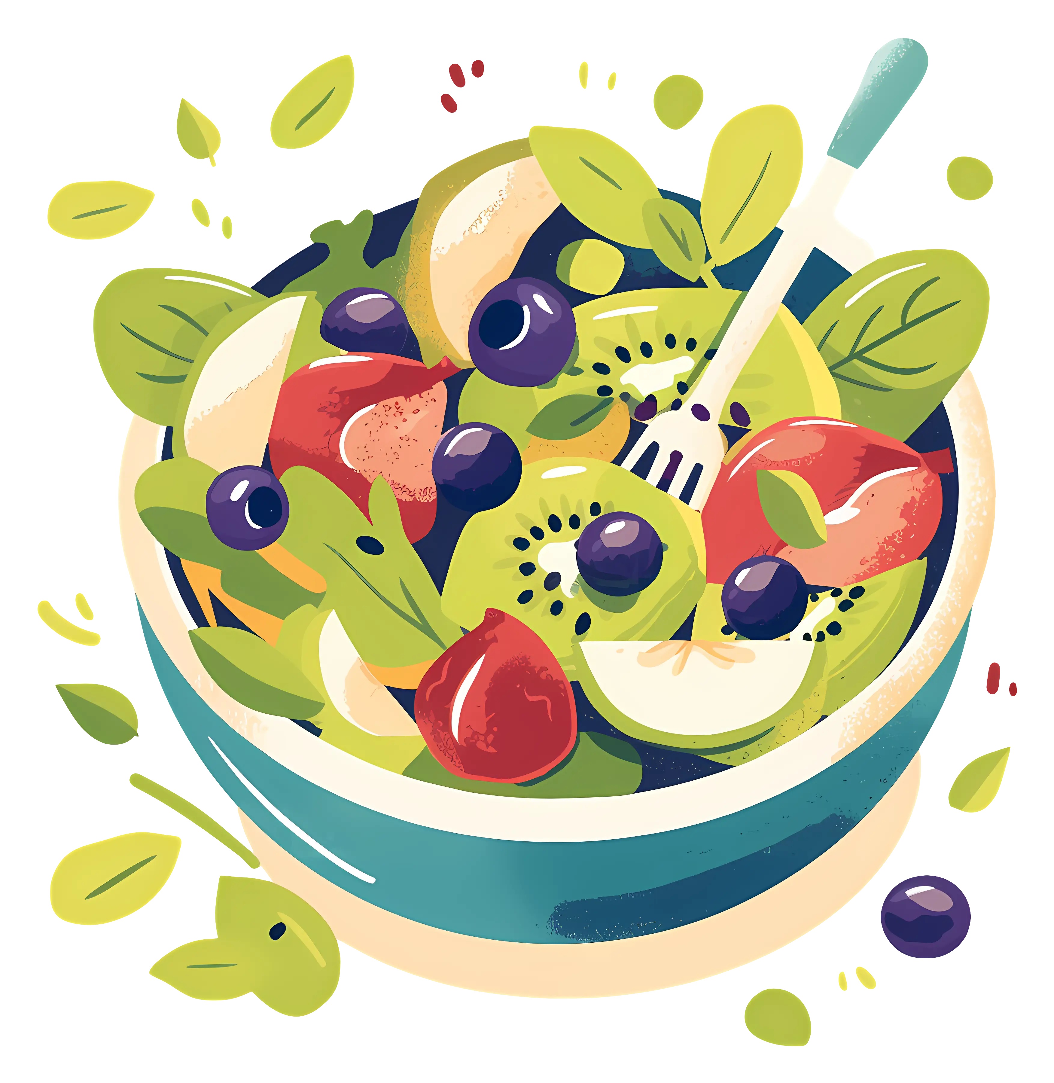 Vibrant Fruit Salad Illustration